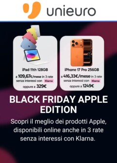Anteprima dell'opuscolo Volantino - Apple dal negozio Unieuro valido da 27/11/2025