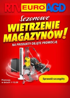 Pogląd gazetki "Sklep oferta - Sezonowe wietrzenie magazynów" ze sklepu RTV Euro AGD ważnej od 01.08.2025