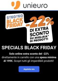 Anteprima dell'opuscolo Volantino - Speciale Black Friday dal negozio Unieuro valido da 10/11/2025