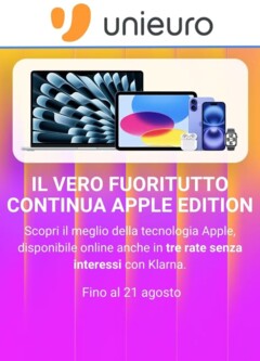 Anteprima dell'opuscolo Volantino - Apple dal negozio Unieuro valido da 15/08/2025