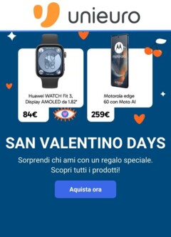 Anteprima dell'opuscolo Volantino - San Valentino Days dal negozio Unieuro valido da 09/02/2026