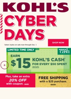 Preview of Kohl's weekly ads valid from 30.11.2025