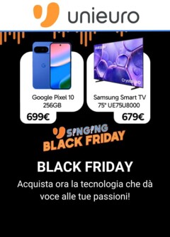 Anteprima dell'opuscolo Black Friday dal negozio Unieuro valido da 04/11/2025 Anteprima dell'opuscolo Black Friday dal negozio Unieuro valido da 04/11/2025