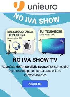 Anteprima del volantino Volantino Unieuro - no iva show valido a partire dal 20.03.2026
