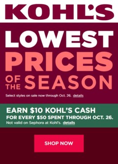 Preview of Kohl's weekly ads valid from 20.10.2025
