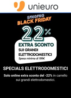 Anteprima dell'opuscolo Volantino Unieuro Specials Black Friday Elettrodomestici dal negozio Unieuro valido da 15/11/2025