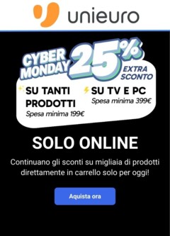 Anteprima dell'opuscolo Cyber Monday dal negozio Unieuro valido da 30/11/2025