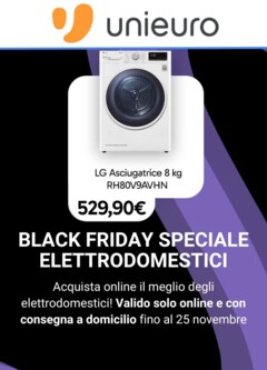 Anteprima dell'opuscolo Volantino - Speciale Elettrodomestici dal negozio Unieuro valido da 18/11/2025