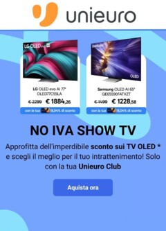 Anteprima dell'opuscolo Volantino Unieuro - No Iva Show Tv Aprile dal negozio Unieuro valido da 10/04/2026