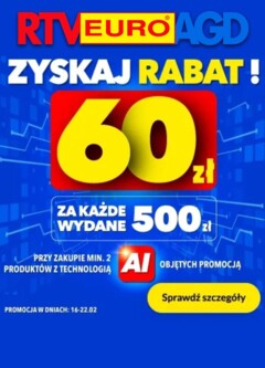 Pogląd gazetki "Sklep oferta - 60 za 500" ze sklepu RTV Euro AGD ważnej od 19.02.2026