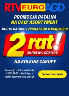 Pogląd gazetki "Sklep oferta - Kod o wartości 2 rat" ze sklepu RTV Euro AGD ważnej od 01.10.2025