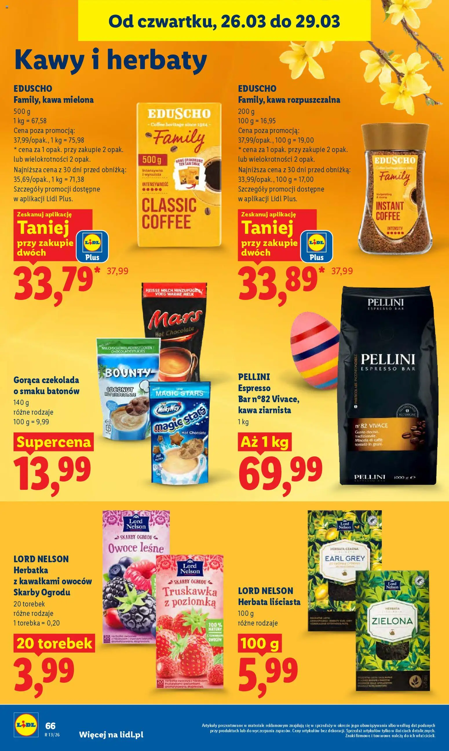 Lidl gazetka od 26.03.2026 | Strona: 66 | Produkty: Kawa, Czekolada, Herbata, Owoce