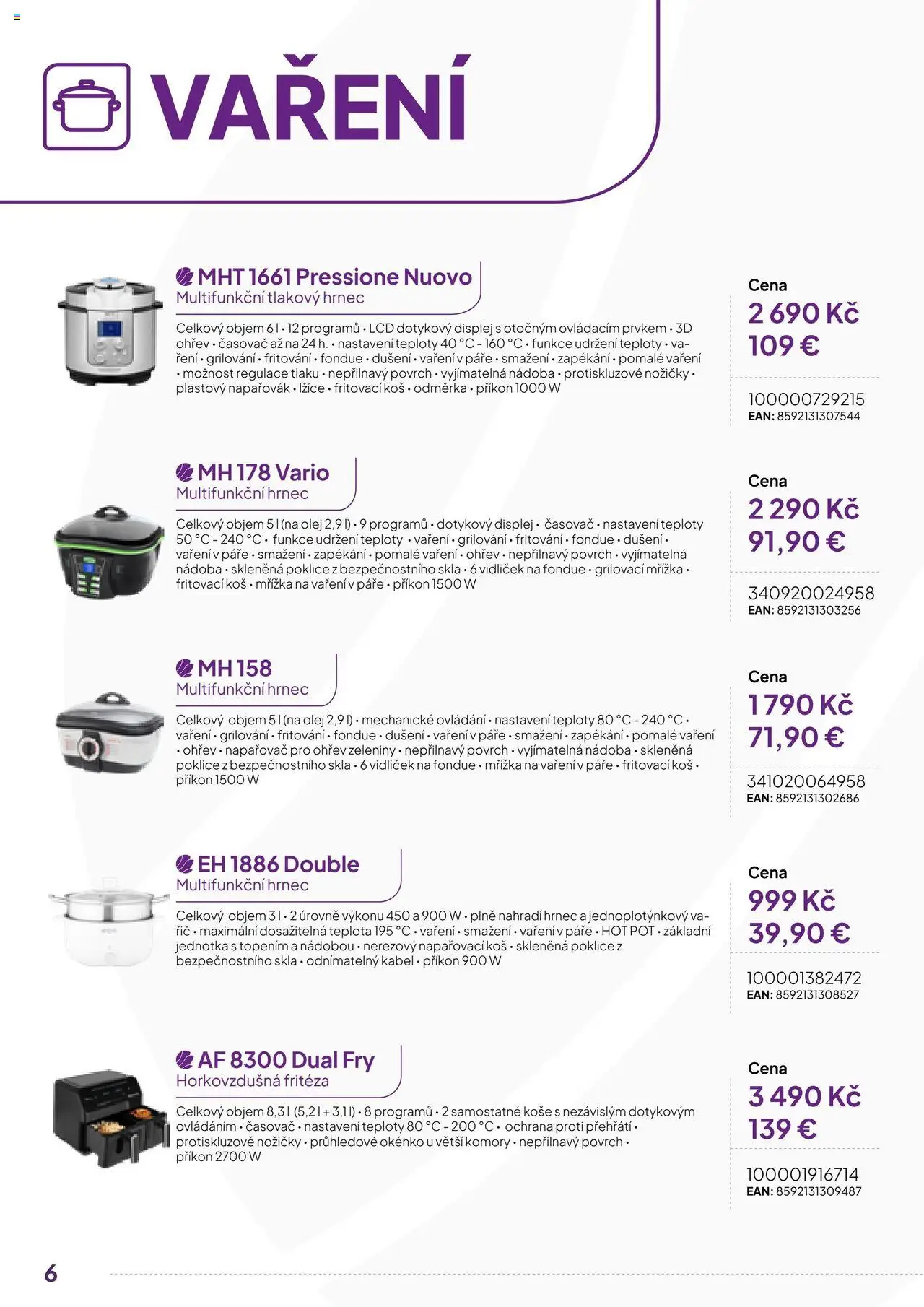 Expert elektro katalog - ECG - Malé domácí spotřebiče od 01.10.2024 | Strana: 6 | Produkty: Lžíce, Poklice, Hrnec, Časovač