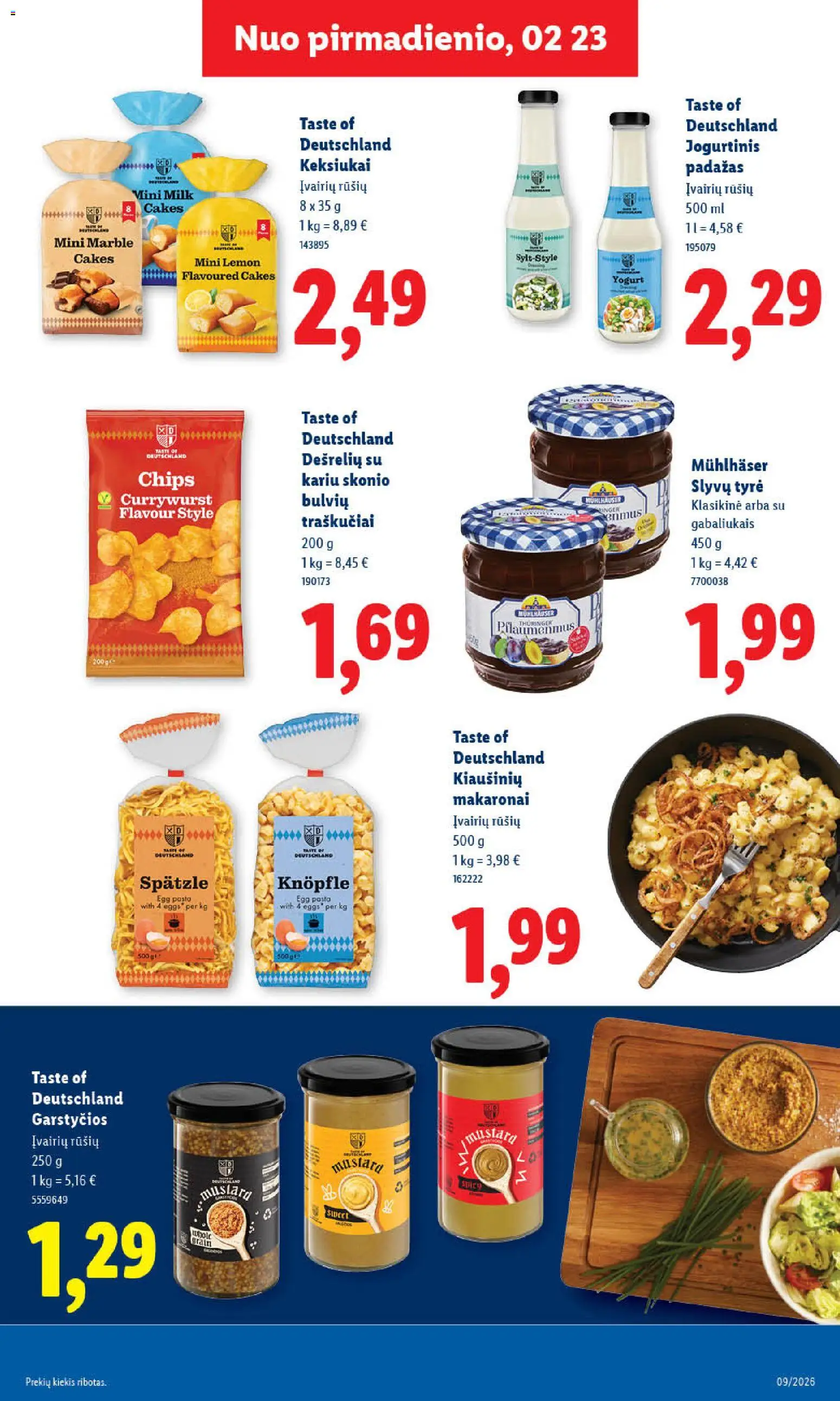 LIDL akcijos nuo 23.02.2026 | Puslapis: 19 | Prekių: Tyrė, Padažas, Makaronai, Traškučiai
