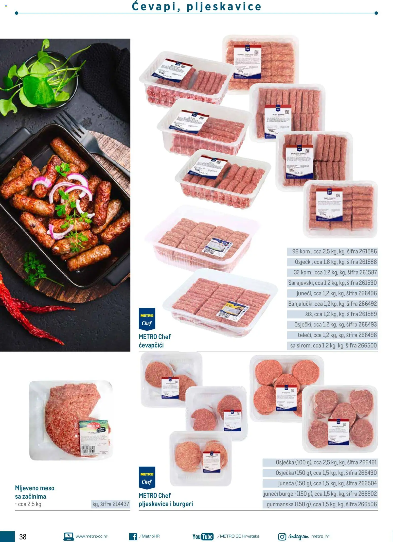 Metro katalog | vrijedi od 05.03.2026 | Stranica: 38 | Proizvodi: Meso, Mljeveno meso, Pljeskavice, Ćevapčići
