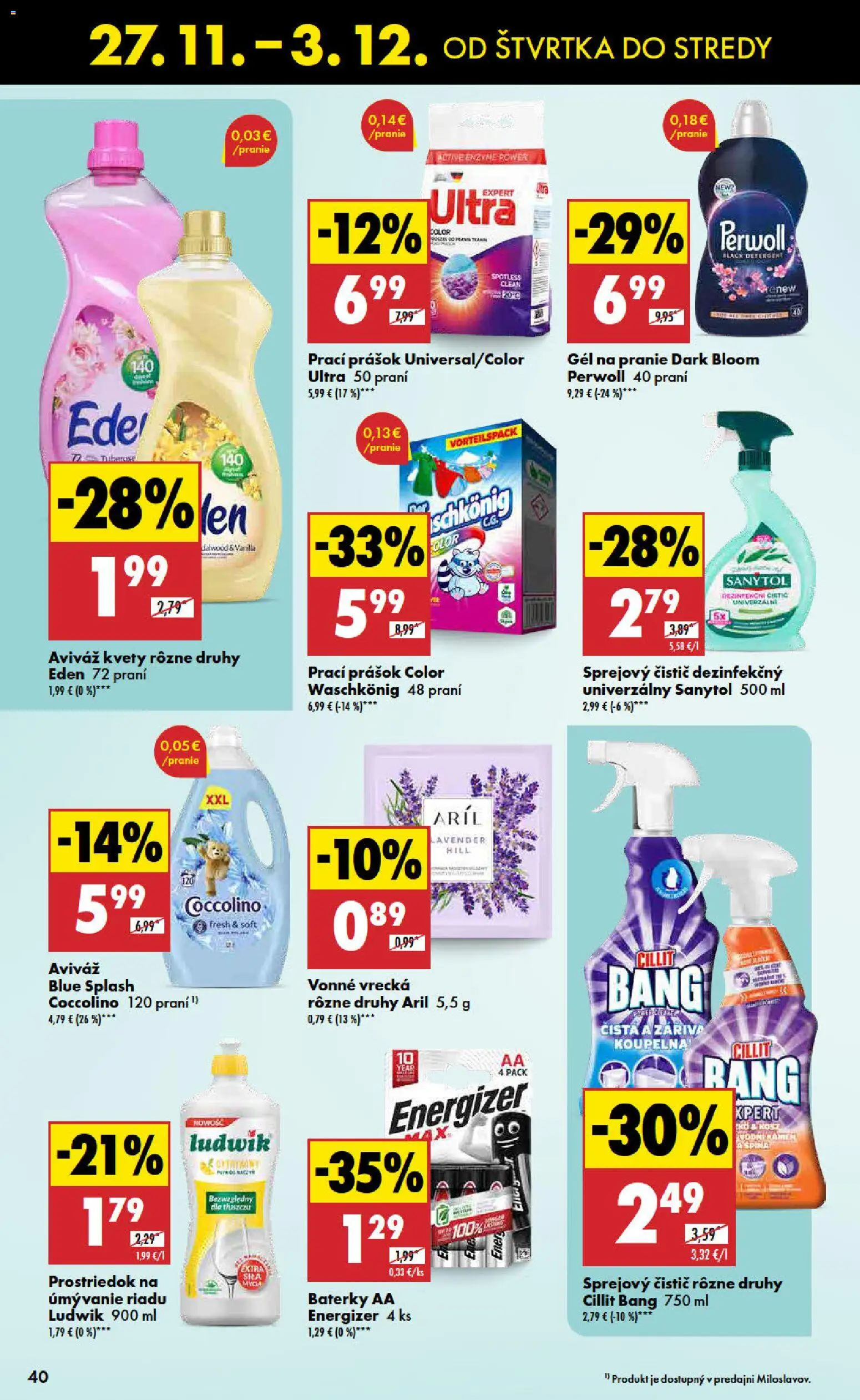 Nové Biedronka akcie – leták je platný od 27.11.2025 | Strana: 40 | Produkty: Baterky, Perwoll, Prací prášok, Sanytol