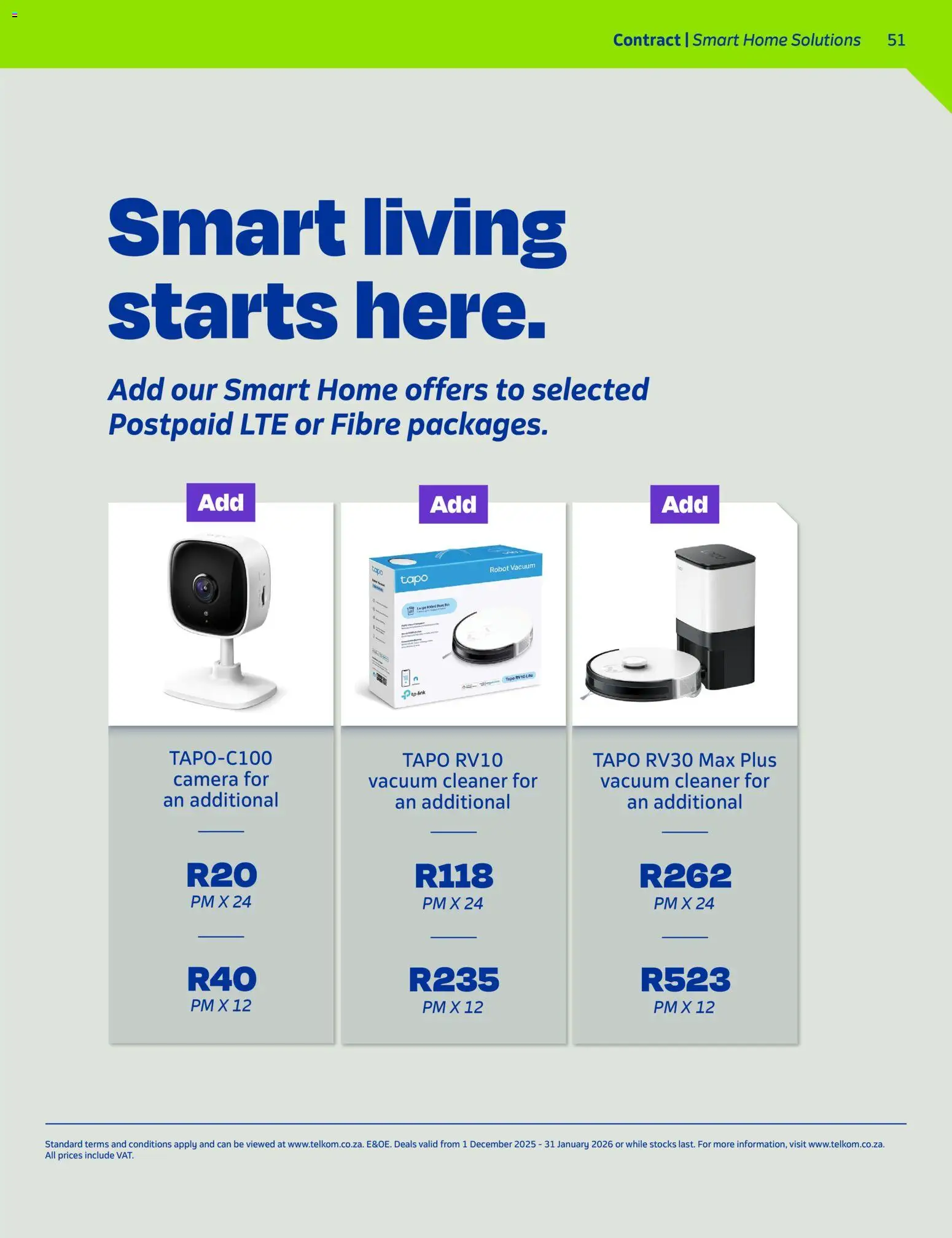 New Telkom catalogue – valid from 01.12.2025 | Page: 49 | Products: Camera, Vacuum cleaner