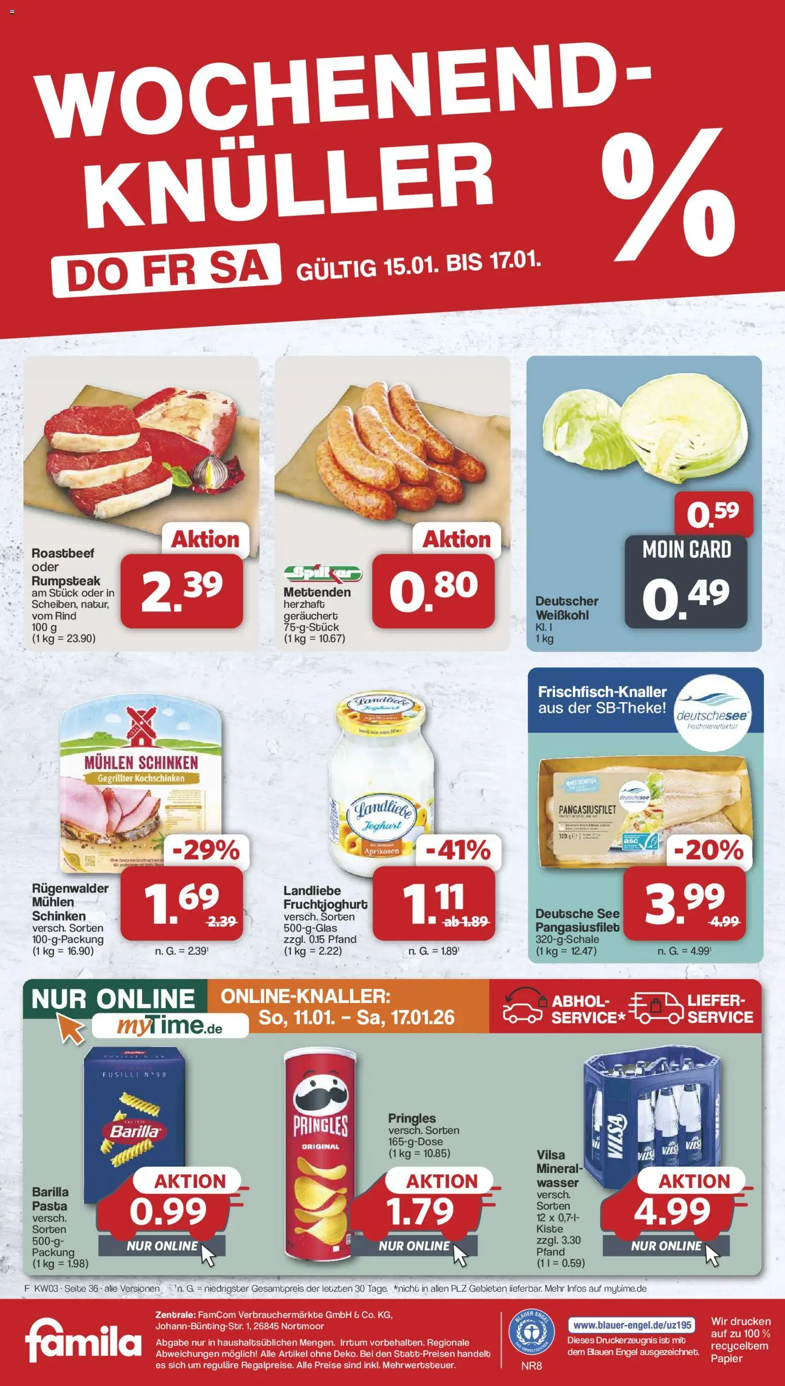 Famila Nordwest Prospekt 	 – gültig ab 12.01.2026 | Seite: 36 | Produkte: Joghurt, Barilla, Roastbeef, Schinken