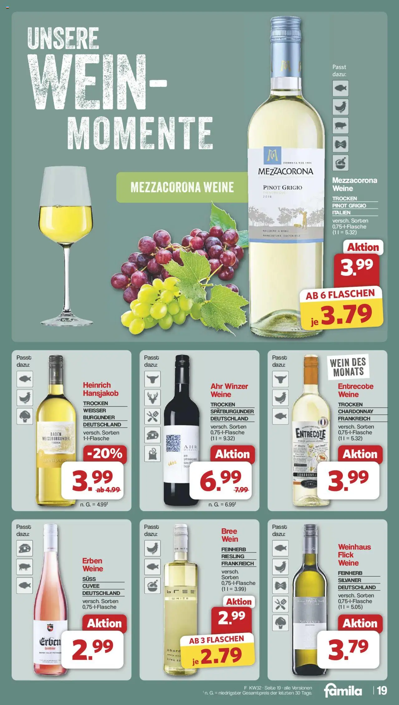 Famila Nordwest Prospekt 	 - gültig ab dem 03.08.2025 | Seite: 21 | Produkte: Bree, Entrecote, Wein