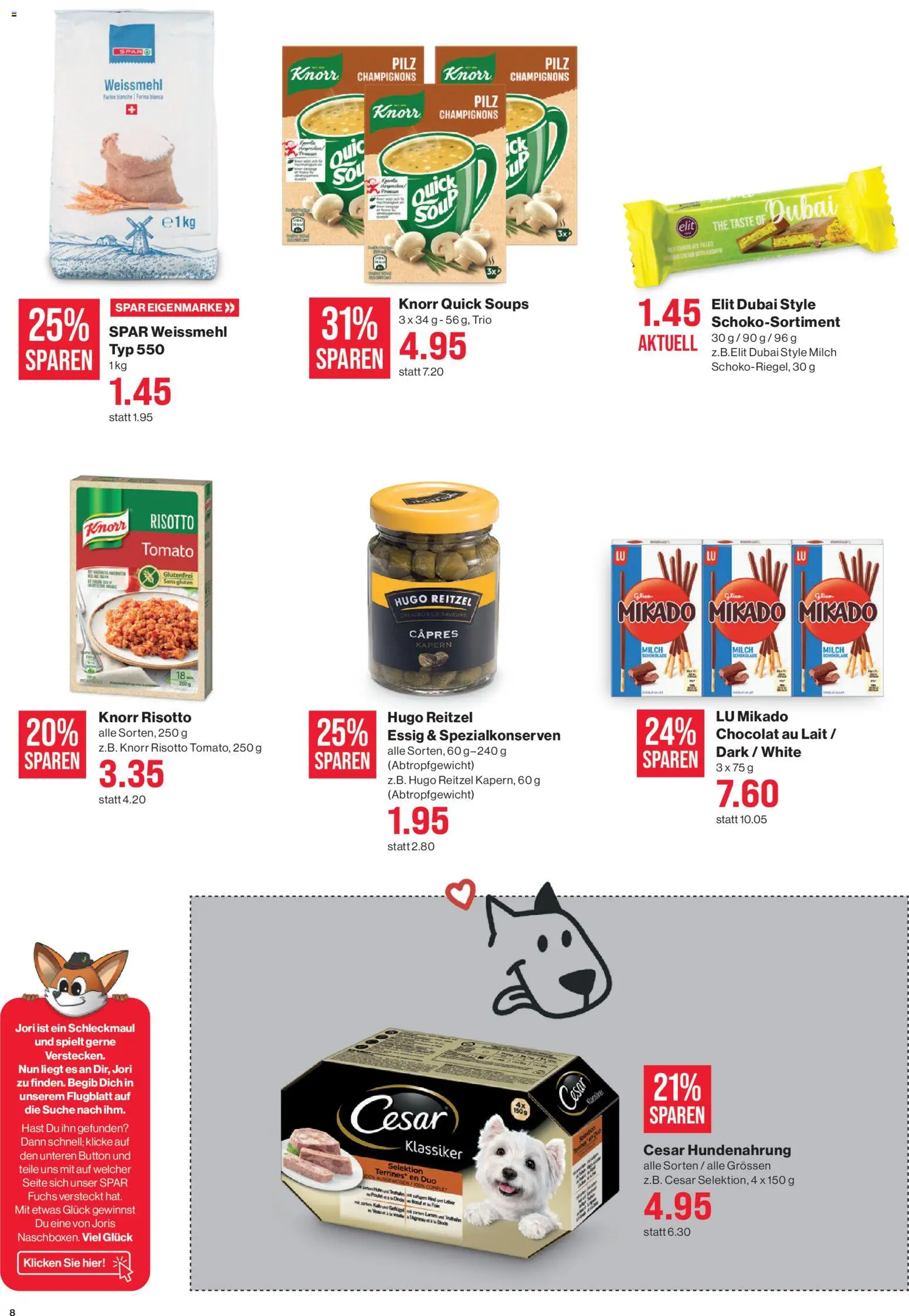 SPAR Aktionen – gültig ab 20.11.2025 | Seite: 8 | Produkte: Essig, Milch, Champignons, Schokolade
