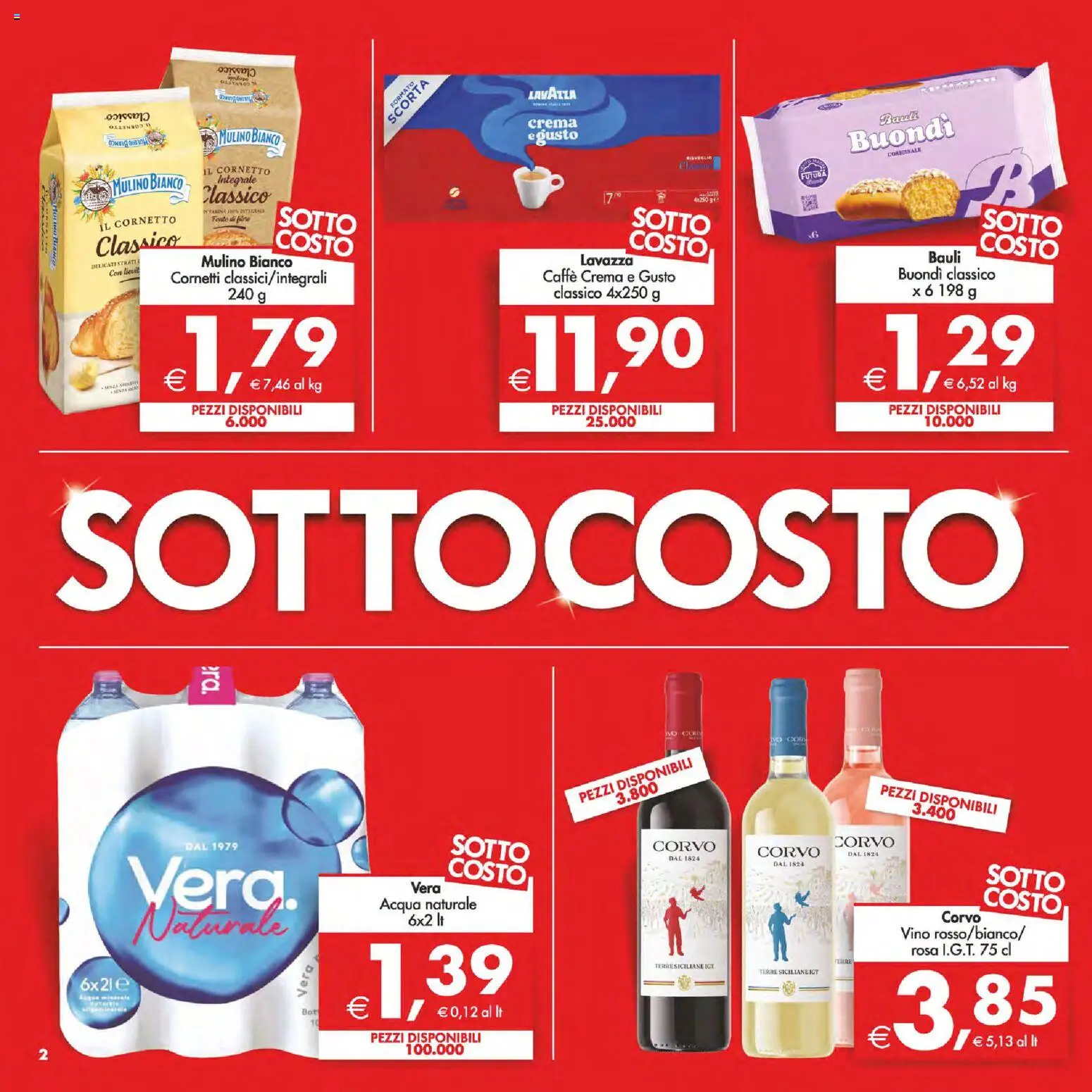 Volantino Decò del 06.03.2026 | Pagina: 2 | Prodotti: Crema, Cornetto, Acqua naturale, Lavazza