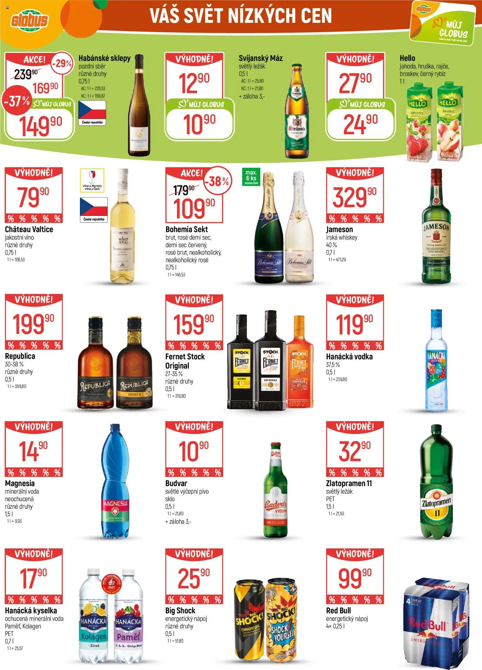 Globus leták - Praha-Štěrboholy od 10.12.2025 | Strana: 30 | Produkty: Hanácká kyselka, Hanácká vodka, Bohemia sekt, Minerální voda