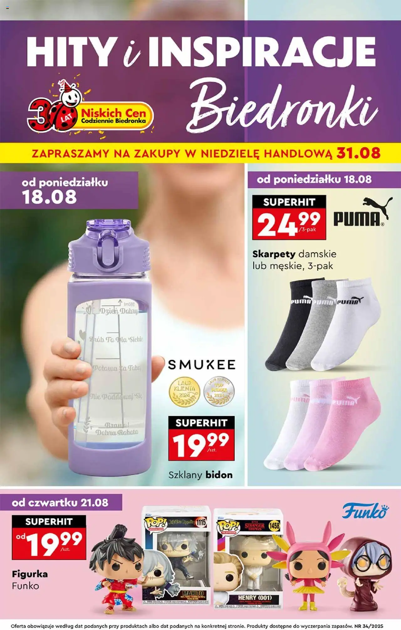 Biedronka gazetka - Hity i inspiracje od 18.08.2025 | Strona: 1 | Produkty: Skarpety, Skarpety damskie