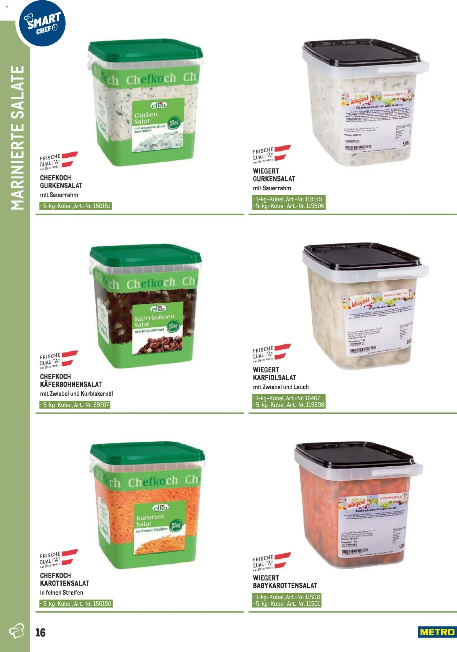 Metro angebote - Smart Chef Obst & Gemüse gültig ab 26.03.2026 | Seite: 16 | Produkte: Gurken, Salat, Sauerrahm