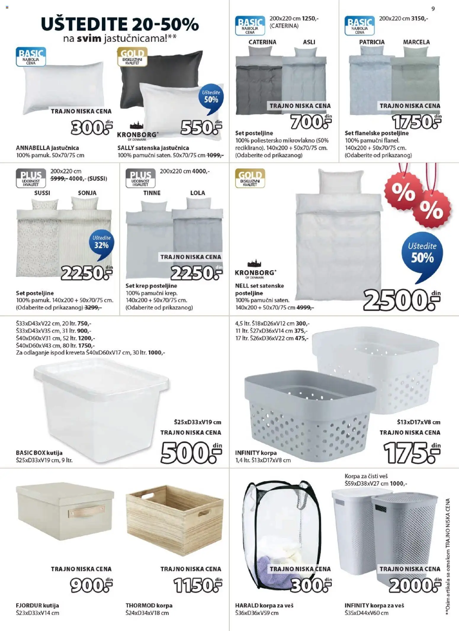 Jysk katalog - važi od 14.01.2026 | Strana: 9 | Proizvode: Kutija, Korpa, Korpa za veš, Posteljine