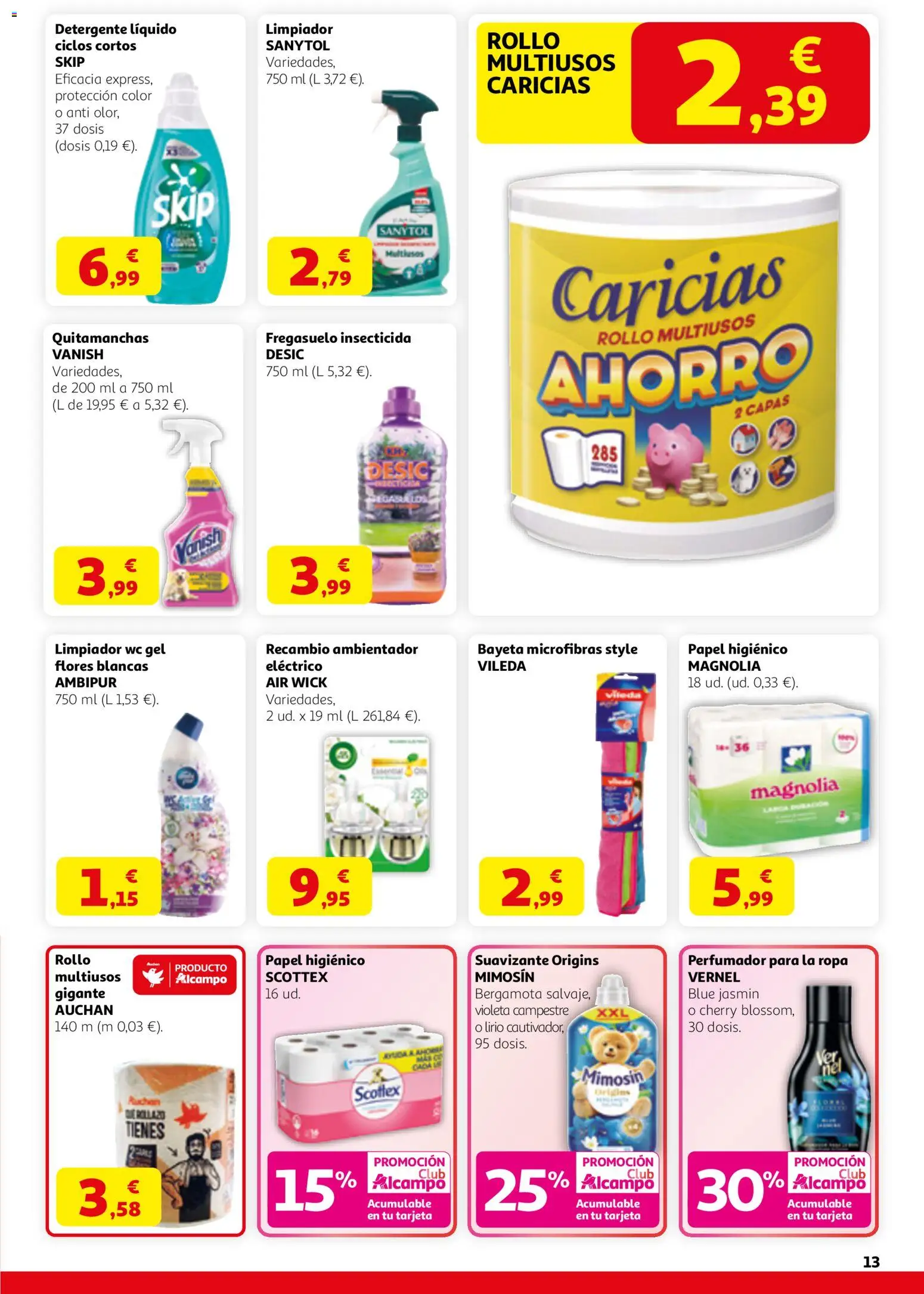 Alcampo folleto │ válido desde el 12.03.2026 | Página: 13 | Productos: Detergente, Papel higienico, Ropa, Detergente líquido