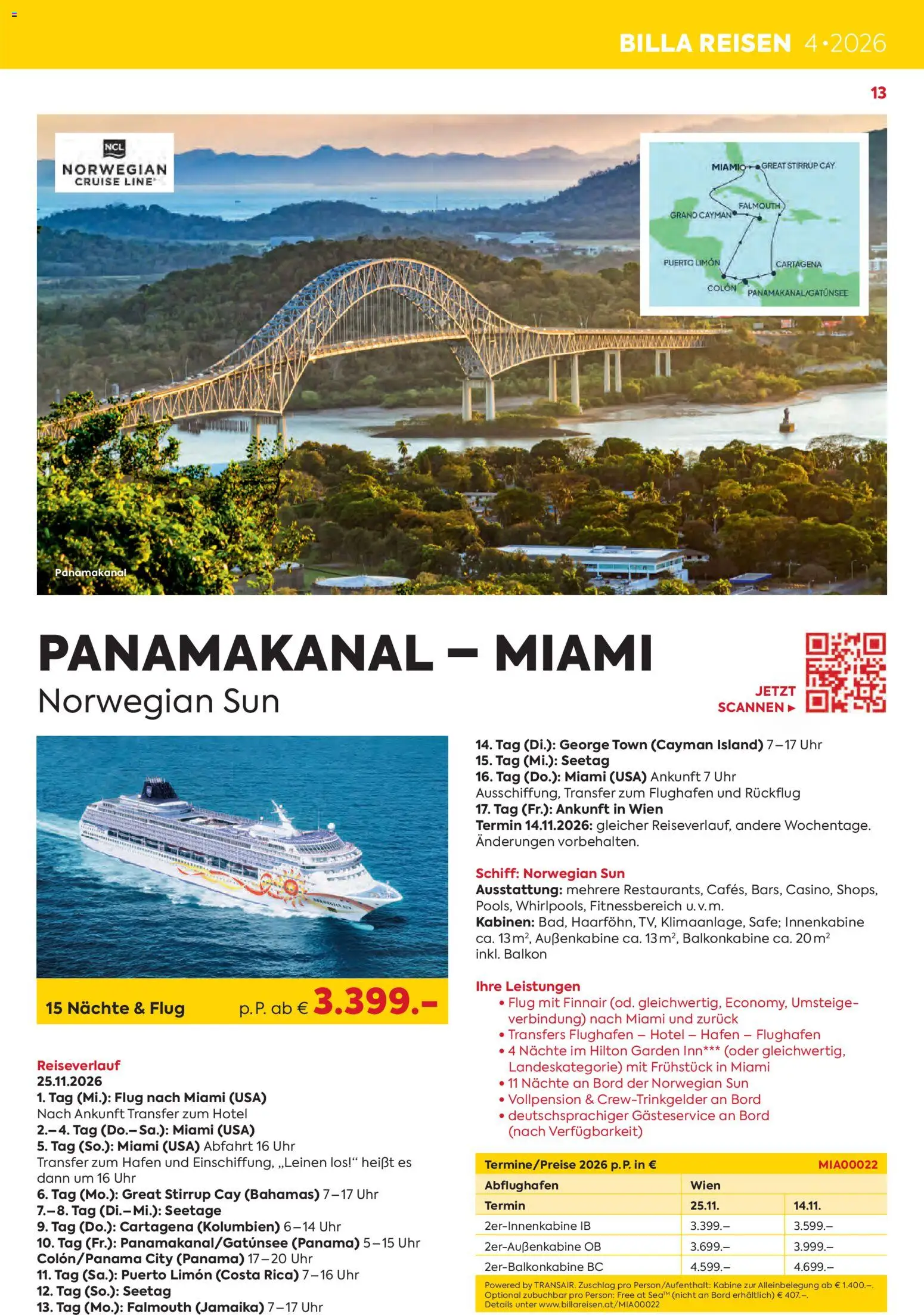 Billa - Billa Reise Kreuzfahrten Highlights gültig ab 01.01.2026 | Seite: 13 | Produkte: Uhr