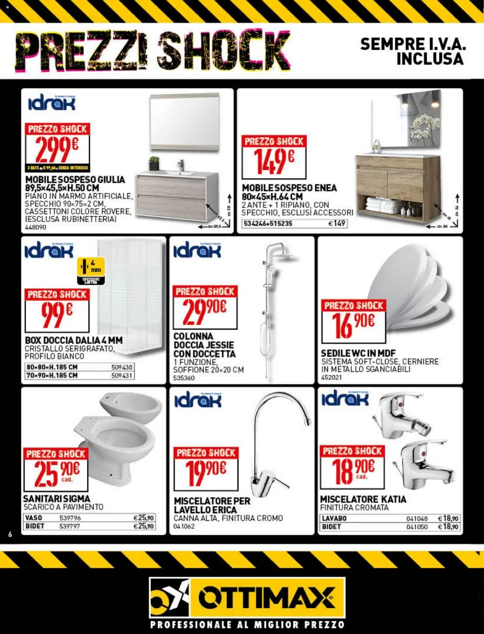 Volantino Ottimax del 15.01.2026 | Pagina: 6 | Prodotti: Pavimento, Miscelatore, WC, Specchio