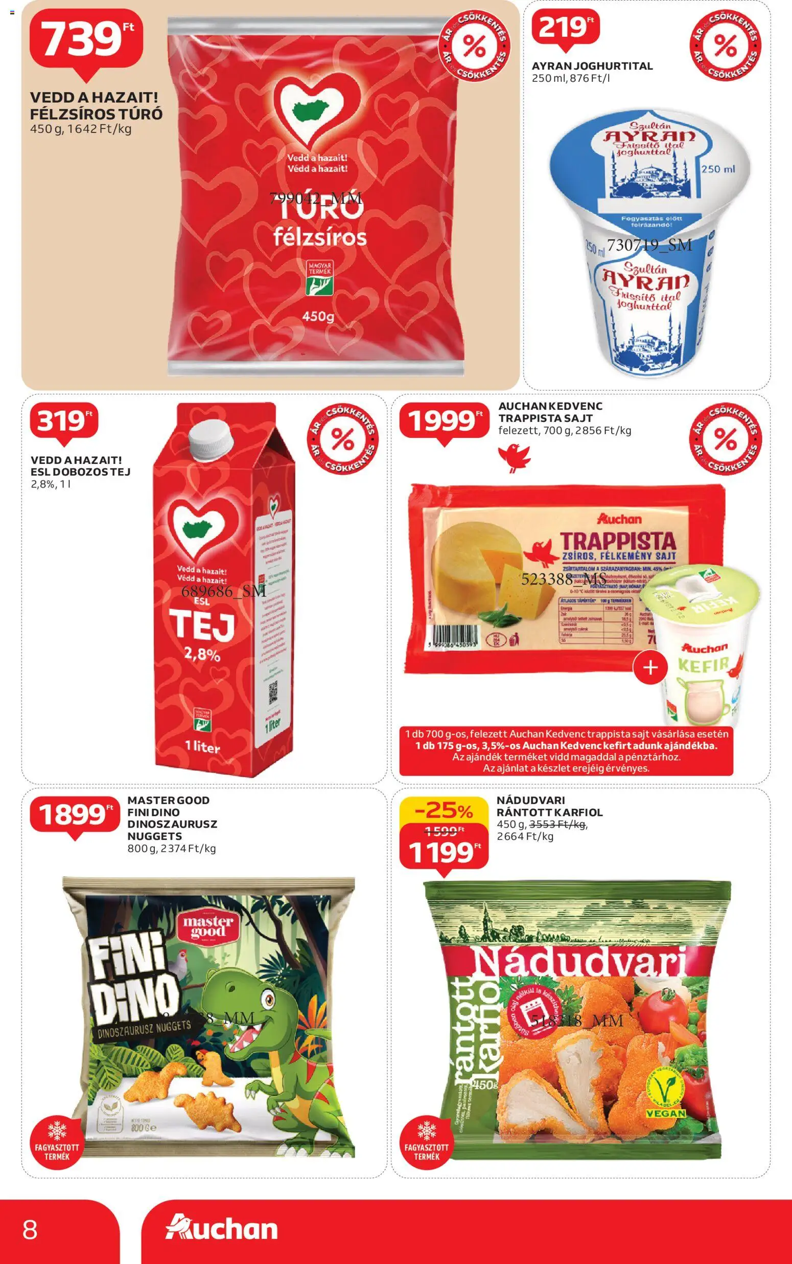 Auchan akciós ujság - amely érvényes a következő dátumtól: 15.01.2026 | Oldal: 8 | Termékek: Kefir, Ayran, Vegán, Túró