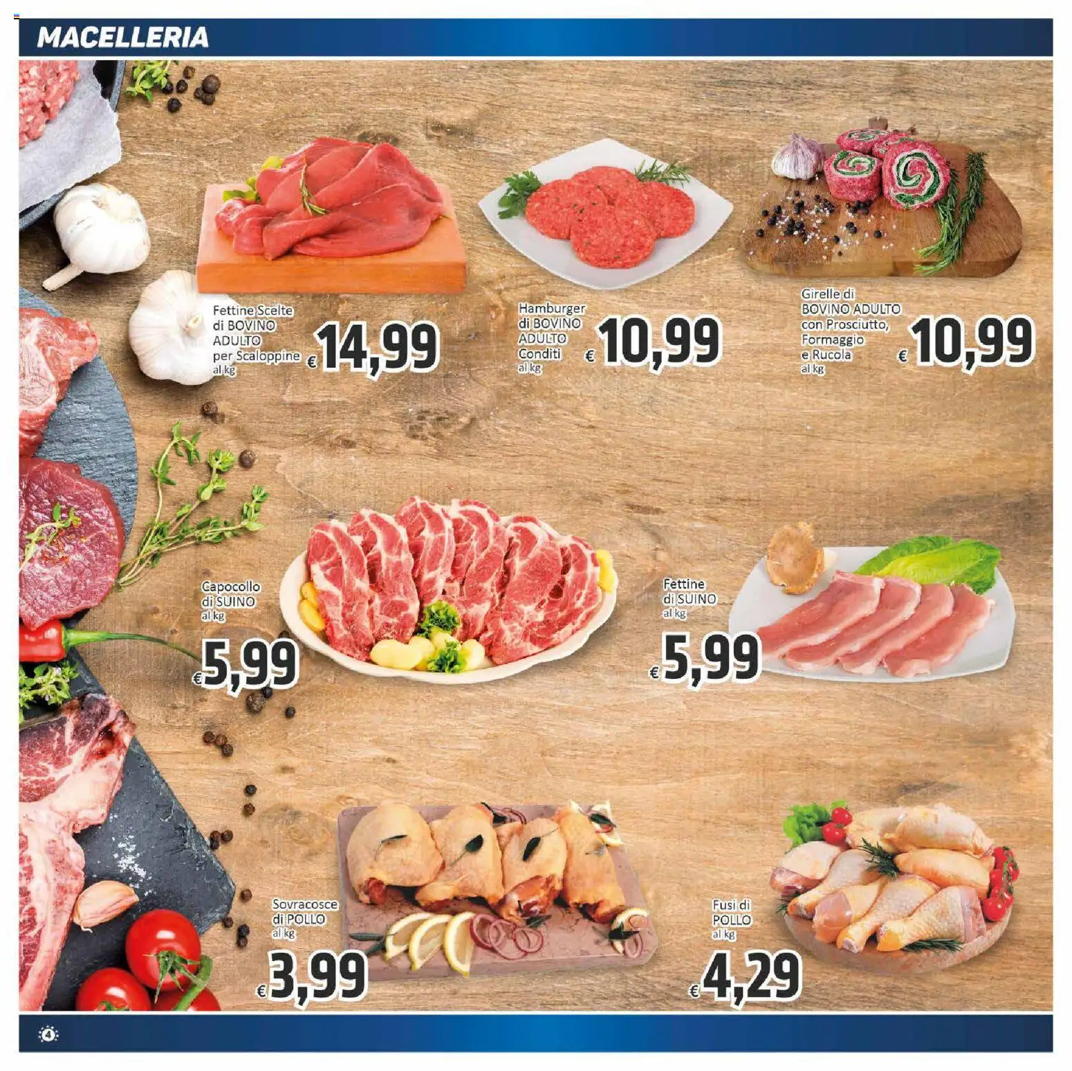 Volantino Paghi Poco del 07.01.2026 | Pagina: 4 | Prodotti: Bovino, Rucola, Suino, Formaggio