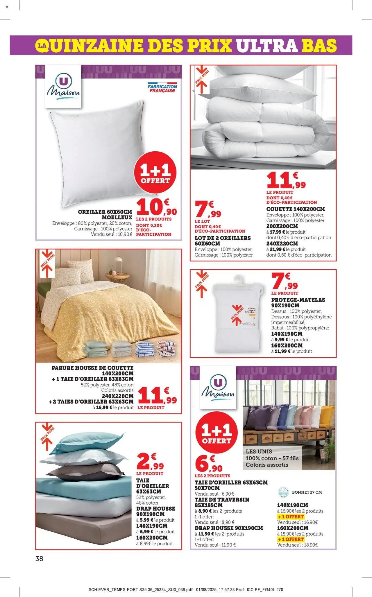  | Page: 38 | Produits: Bonnet, Matelas, Oreiller, Couette