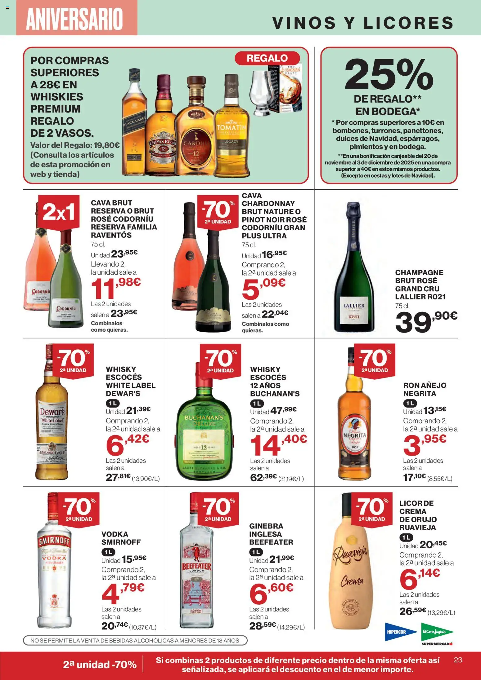 El Corte Inglés ofertas │ válido desde el 06.11.2025 | Página: 32 | Productos: Ron, Ginebra, Vodka, Whisky