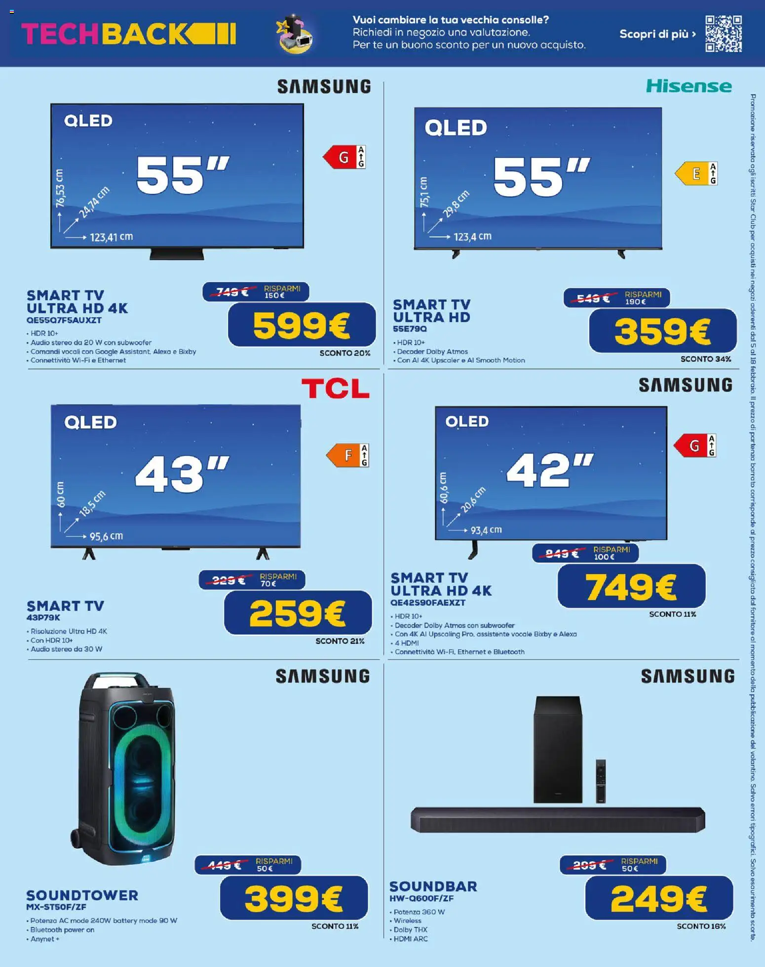 Volantino Euronics del 05.02.2026 | Pagina: 3 | Prodotti: Tè, smart TV, Audio, Samsung