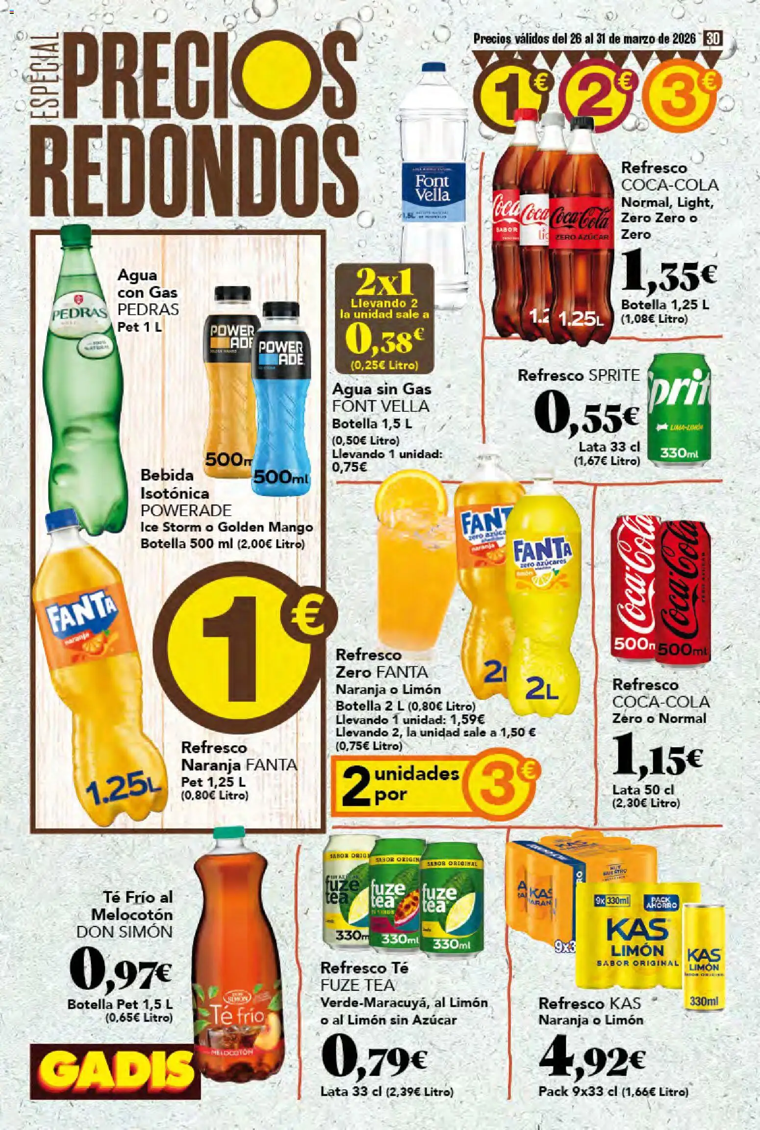 Gadis folleto │ válido desde el 26.03.2026 | Página: 30 | Productos: Agua con gas, Té, Πρίζες, Ρούτερ