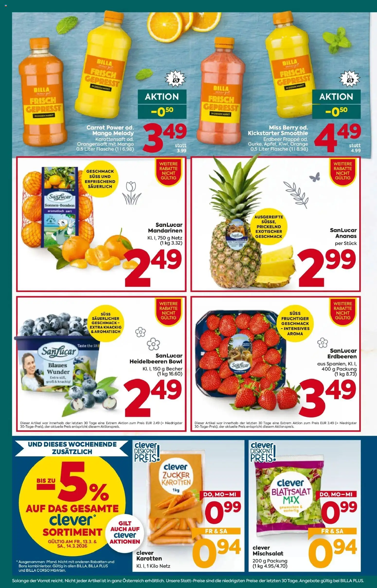 Billa Plus Flugblatt - Niederösterreich gültig ab 12.03.2026 | Seite: 8 | Produkte: Mandarinen, Zucker, Mango, Ananas