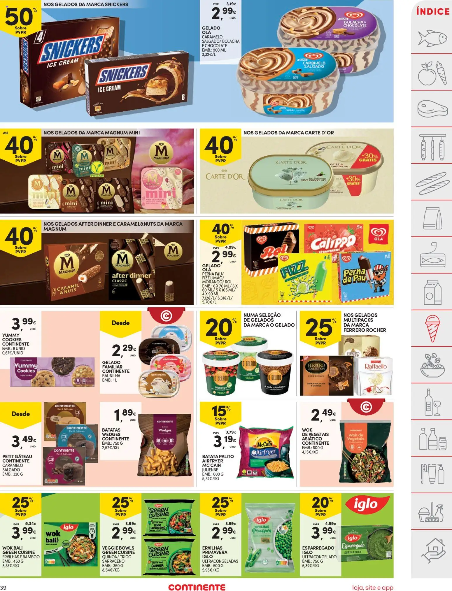 Continente folheto │ válido de 03.03.2026 | Página: 39 | Produtos: Espinafres, Gelado, Chocolate, Petit Gateau