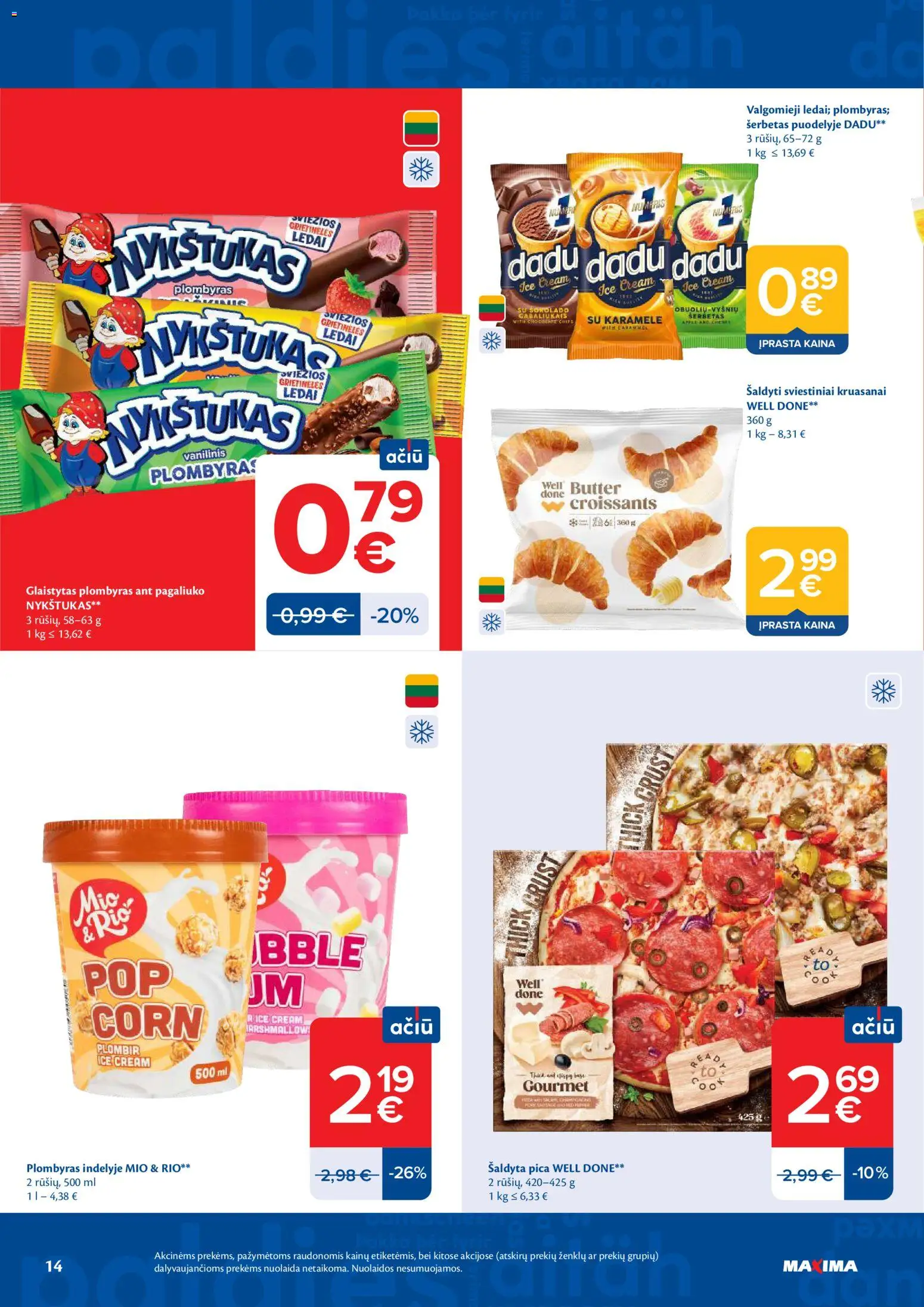 MAXIMA akcijos nuo 21.04.2026 | Puslapis: 14 | Prekių: Ledai, Plombyras, Pica