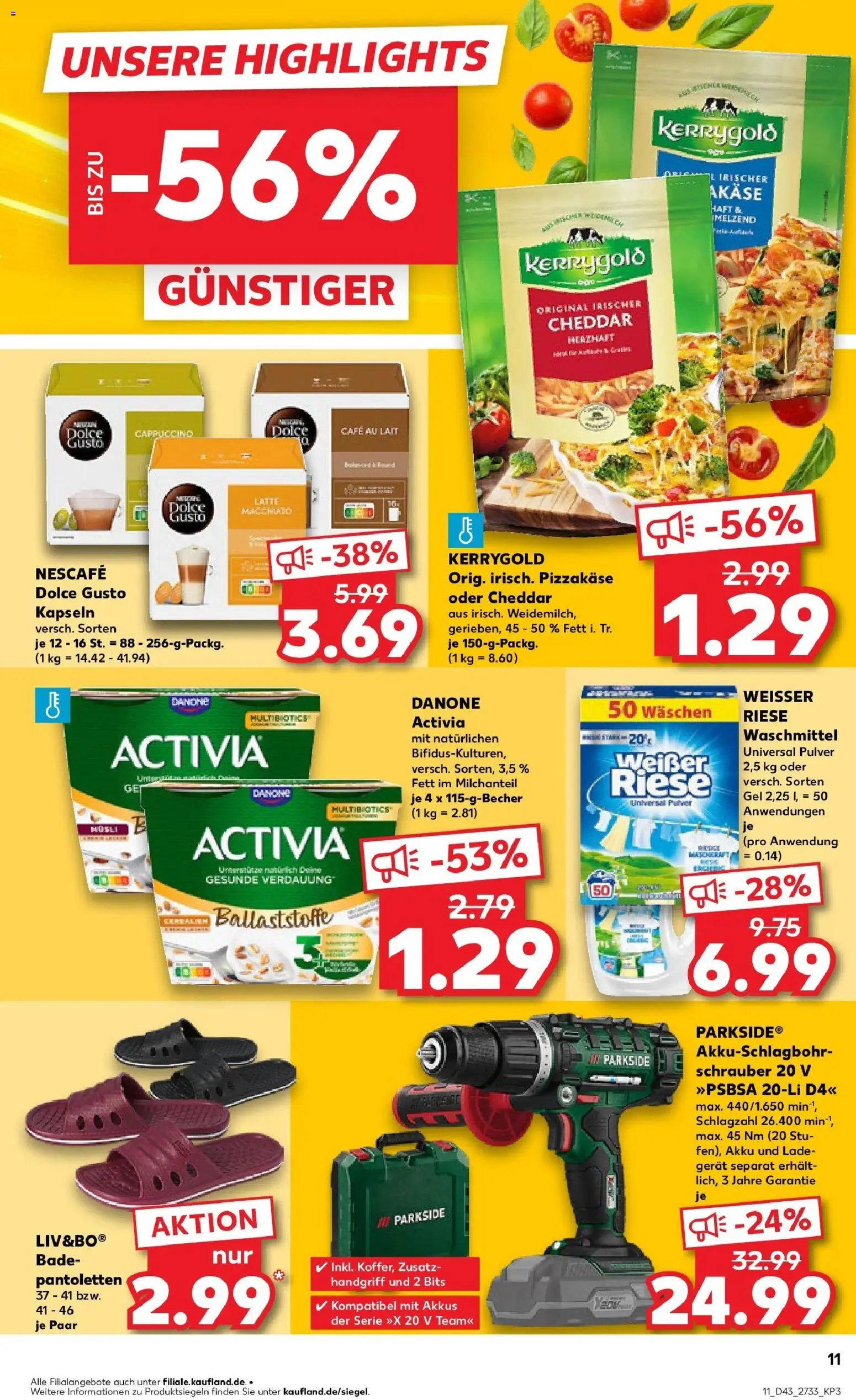 Kaufland prospekt Sondershausen	 – gültig ab 23.10.2025 | Seite: 11 | Produkte: Nescafe, Danone activia, Waschmittel, Ladegerät