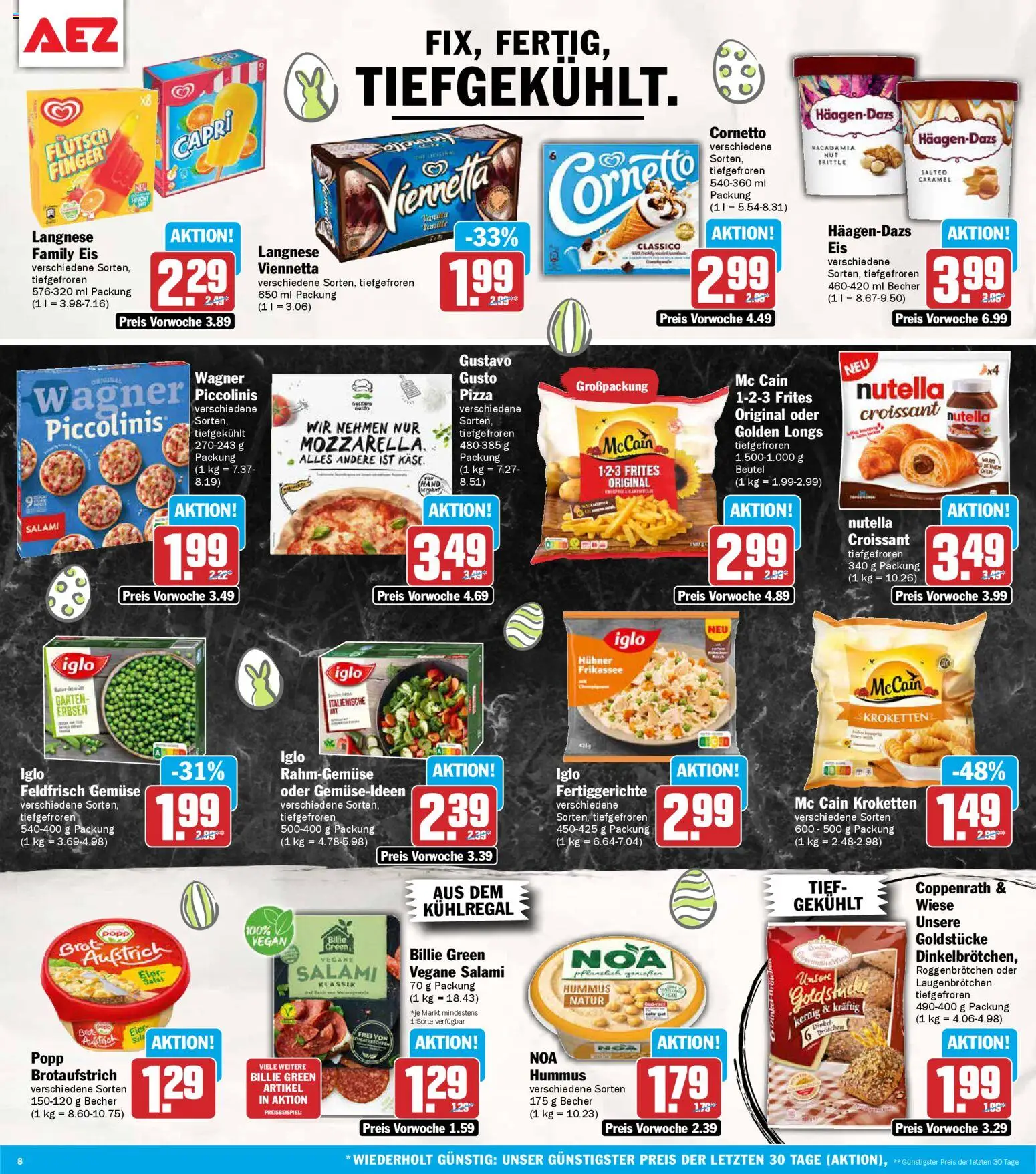 AEZ Prospekt 	 – gültig ab 23.03.2026 | Seite: 8 | Produkte: Piccolinis, Brot, Pizza, Erbsen
