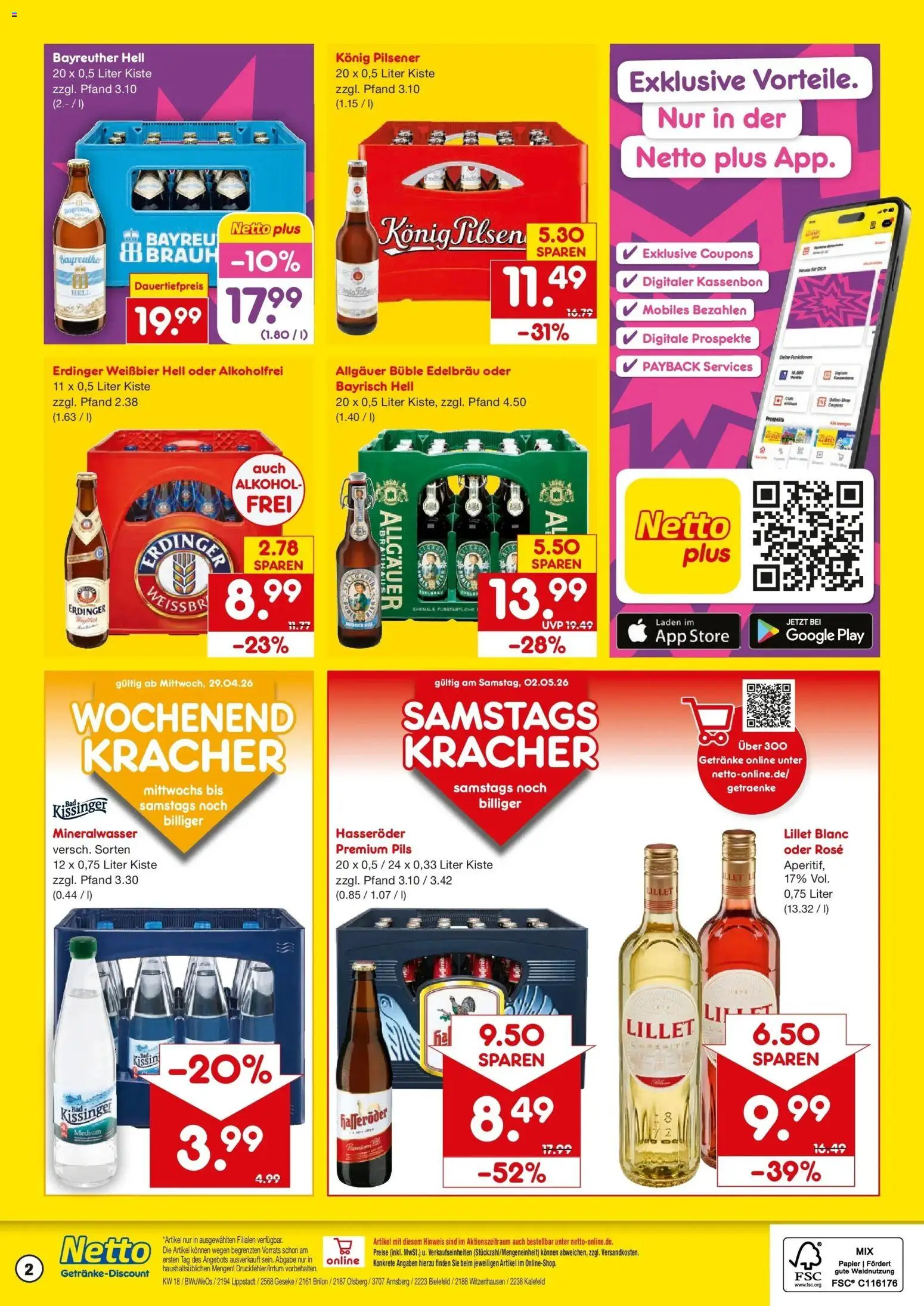 Netto Marken-Discount Prospekt Olsberg	 – gültig ab 27.04.2026 | Seite: 2 | Produkte: Konig pilsener, Erdinger, Pils, Hasseröder
