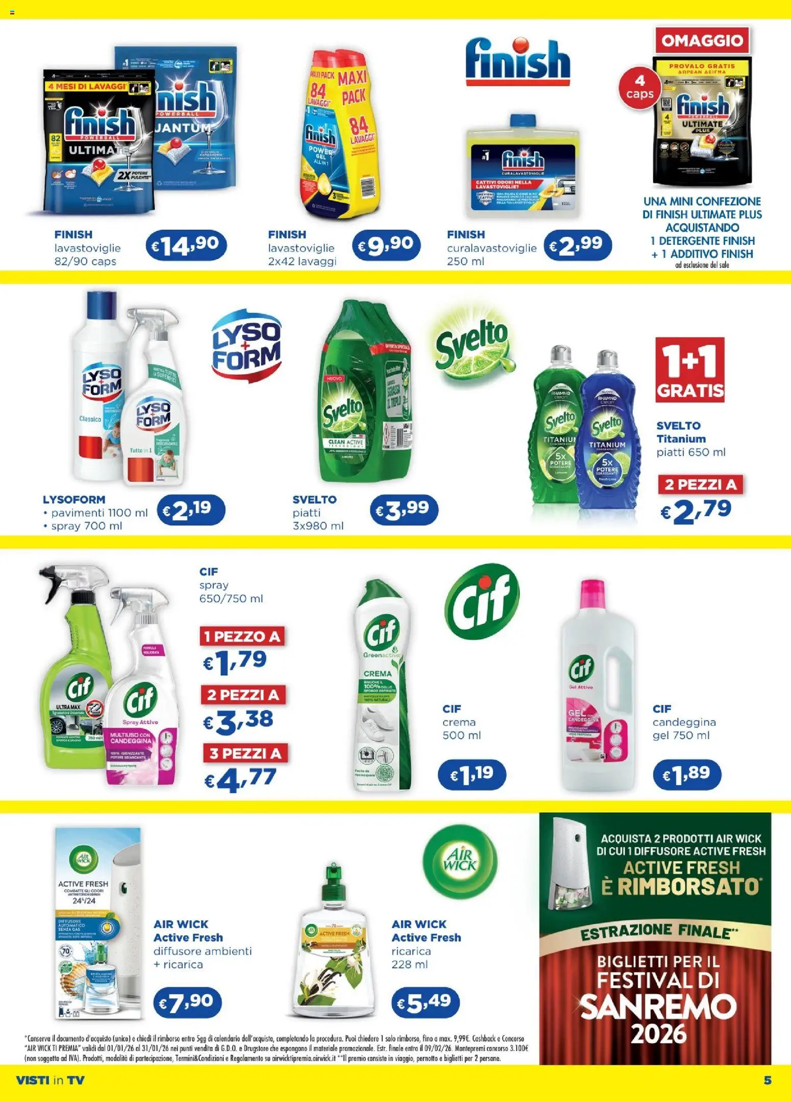 Volantino Acqua e Sapone del 09.01.2026 | Pagina: 5 | Prodotti: Crema, Detergente, Lavastoviglie, TV