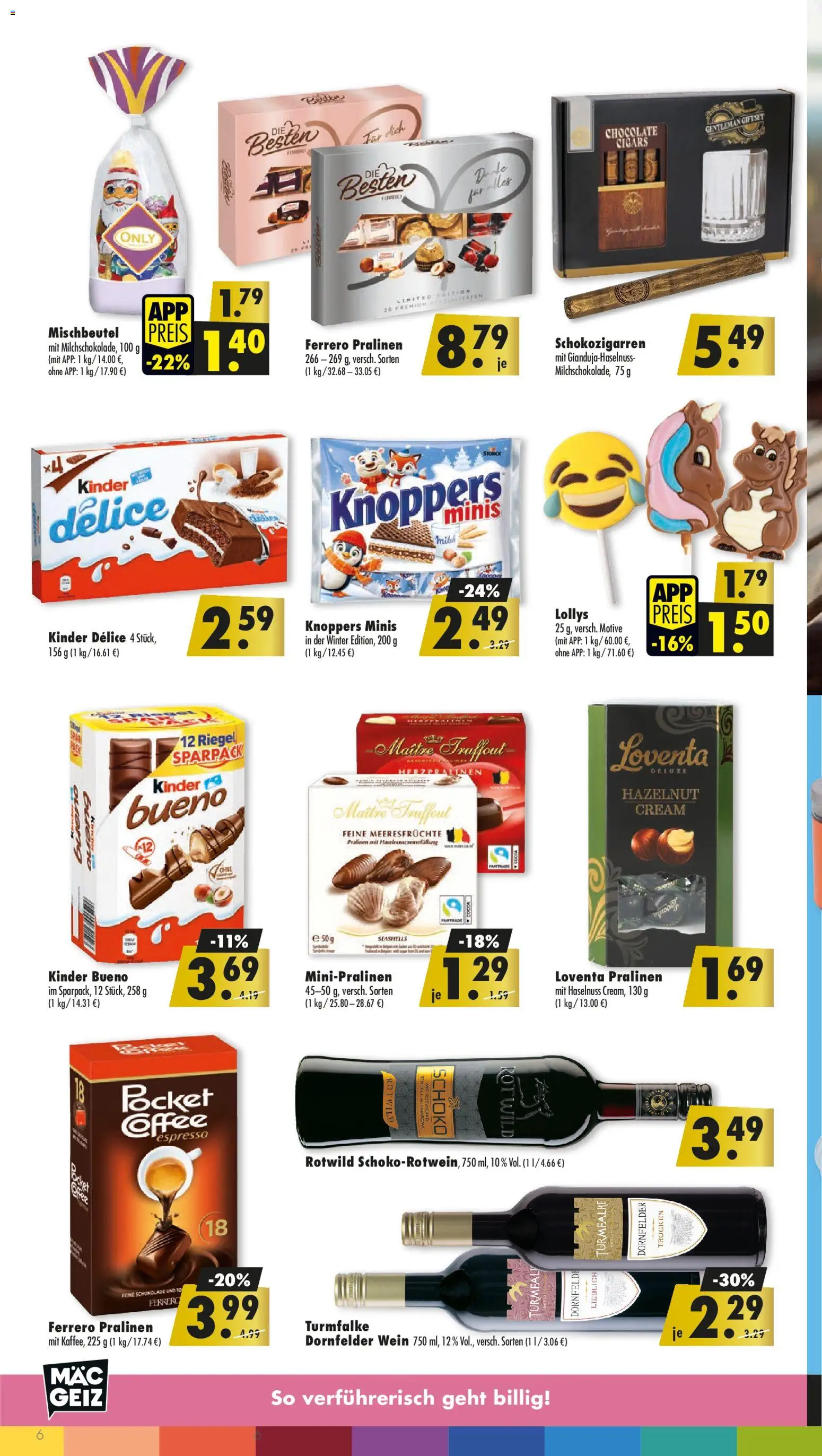Mäc Geiz Prospekt 	 – gültig ab 01.12.2025 | Seite: 6 | Produkte: Milch, Schokolade, Meeresfrüchte, Wein