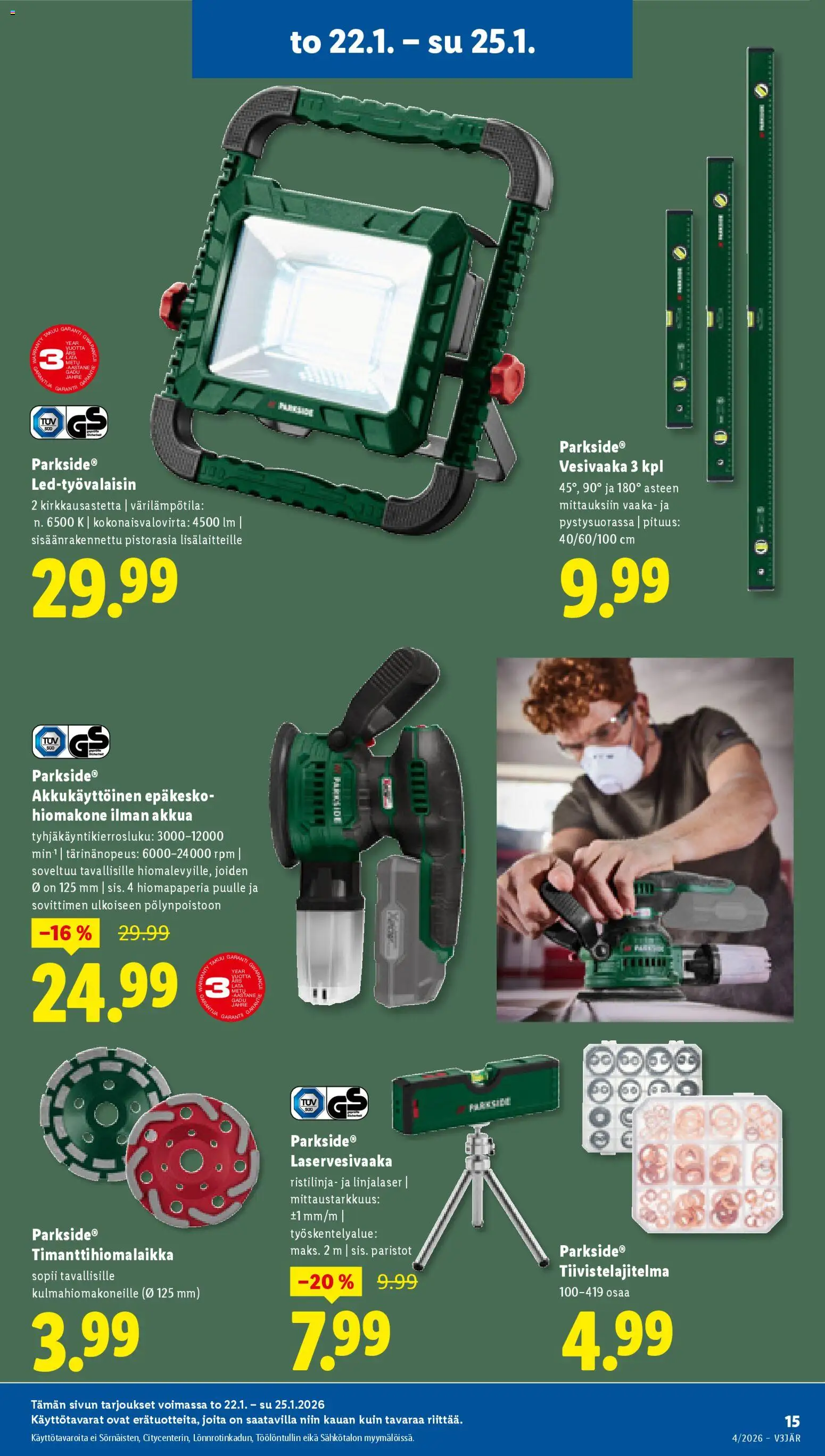 Lidl tarjoukset – voimassa 22.01.2026 alkaen | Sivu: 19 | Tuotteet: Vaaka, Hiomakone, Pistorasia, Paristot