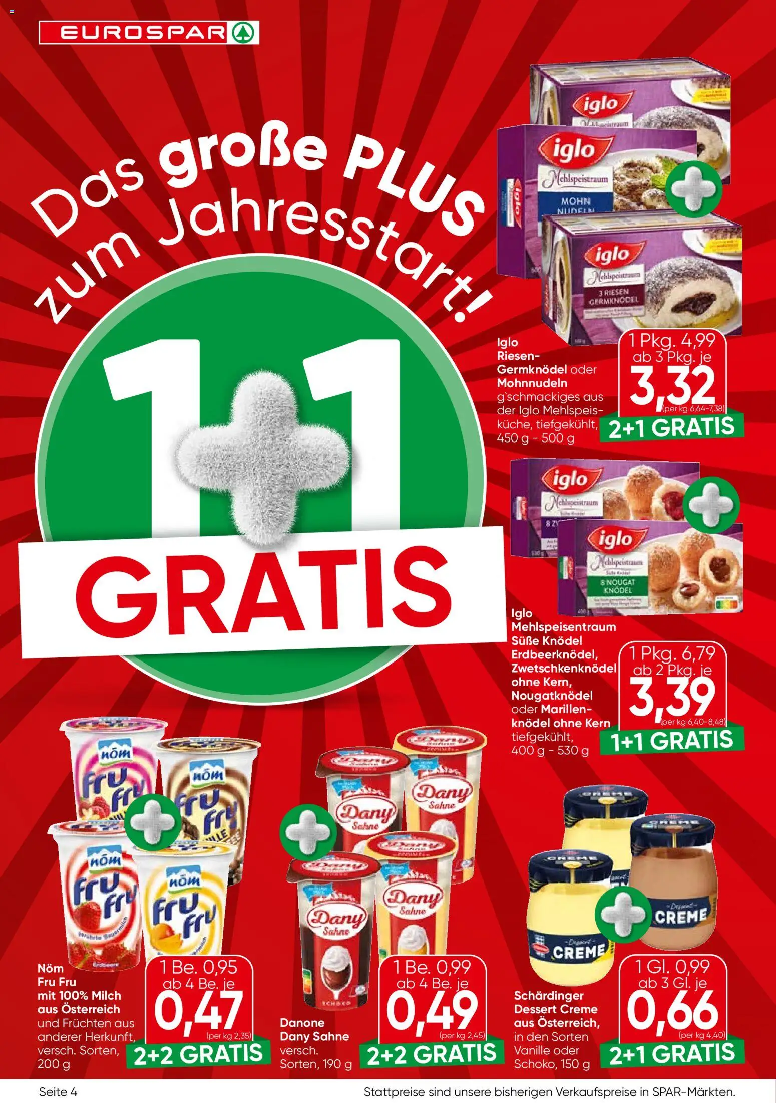 Eurospar - Salzburg gültig ab 15.01.2026 | Seite: 4 | Produkte: Sahne, Milch, Creme, Nudeln