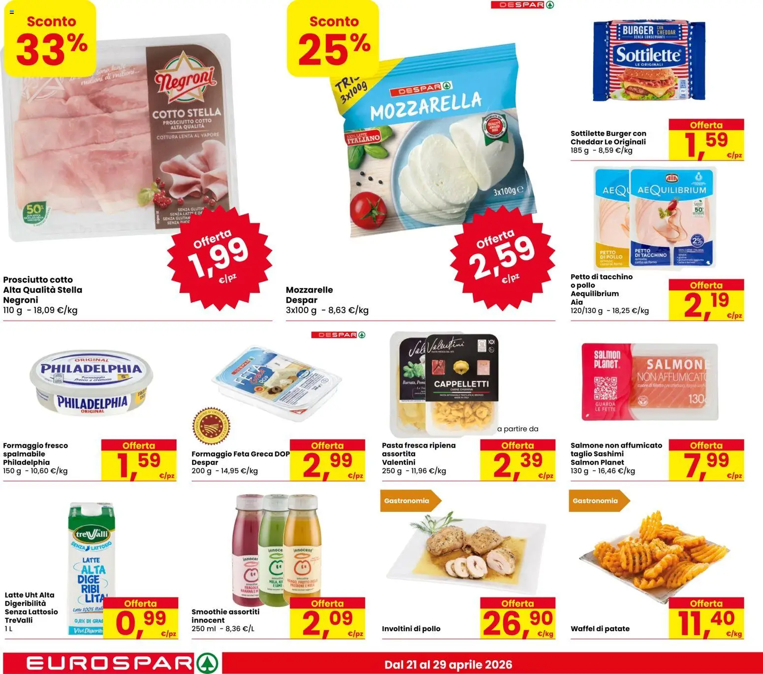 Volantino Despar del 21.04.2026 | Pagina: 4 | Prodotti: Prosciutto Cotto, Patate, Formaggio, Pasta