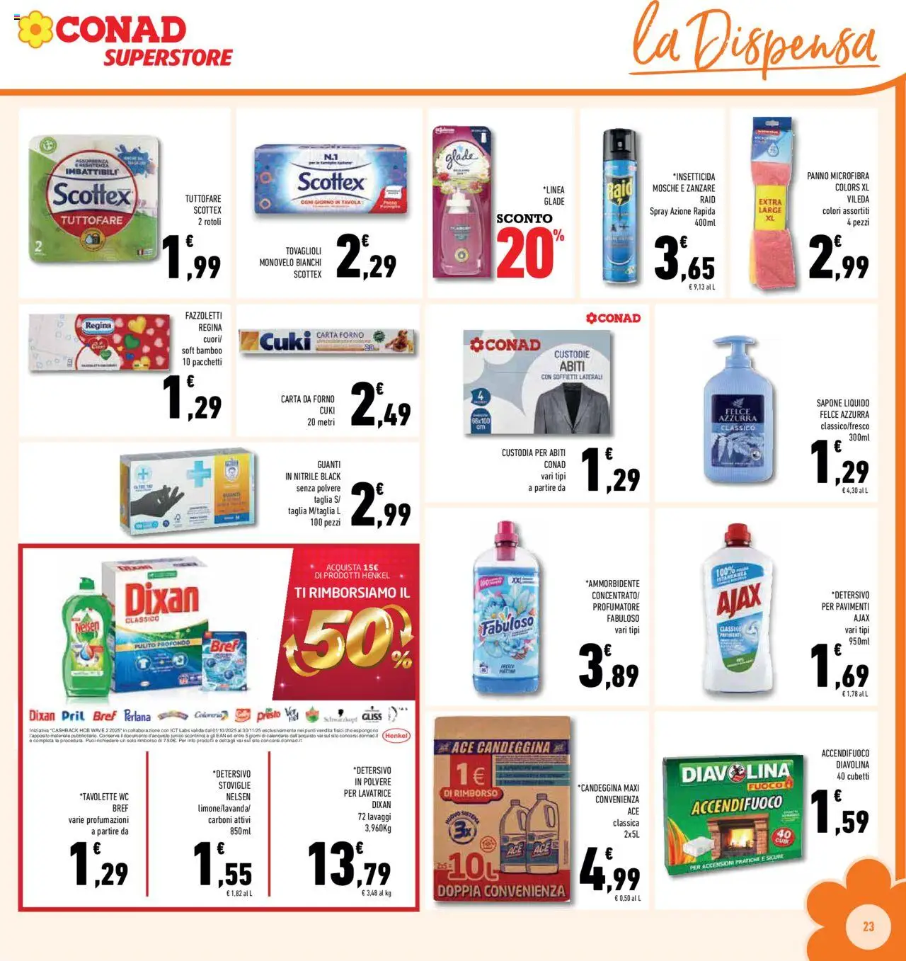 Volantino Conad del 08.10.2025 | Pagina: 23 | Prodotti: Sapone, Panno microfibra, Fazzoletti, Forno